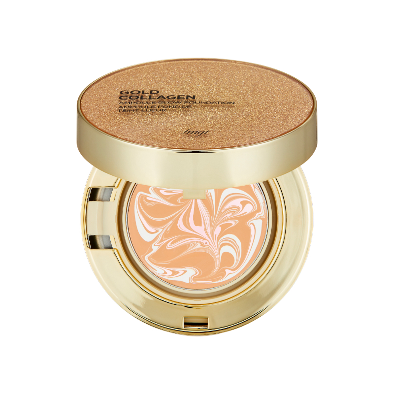 THE FACE SHOP fmgt Gold Collagen Ampoule Glow Cushion Foundation 30ml (201) - Full Coverage Foundation with Collagen Essence